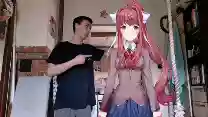 Аниме,Gif,doki doki literature club,избиение,wheatleyhdd,