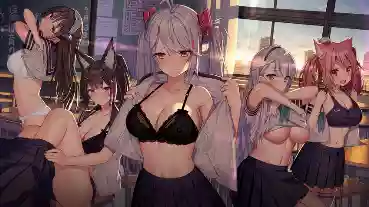 azur lane,Большие сиськи,в одежде,гарем,нижнее бельё,юбочка,